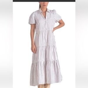 Cynthia Rowley Brown and White Striped Button-Up Top